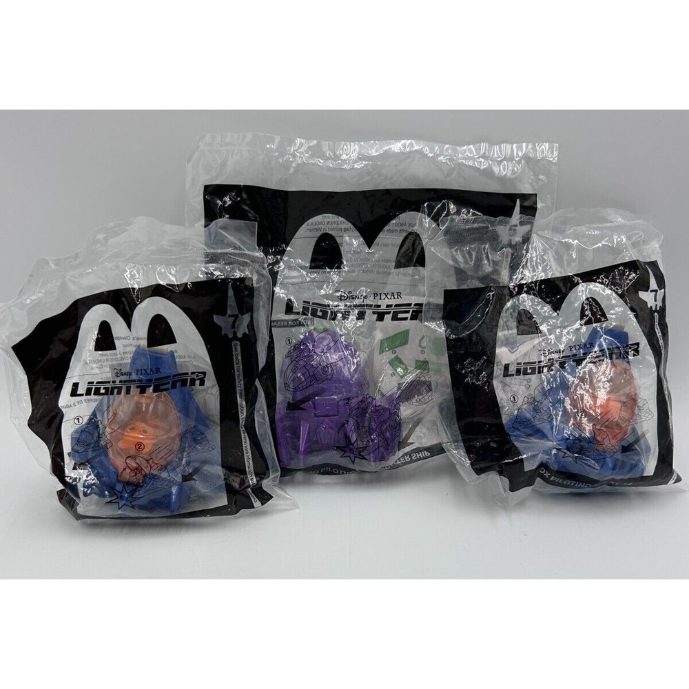 Lot of 3 New McDonalds Disney Lightyear Happy Meal Pilot Toys x2 Sox & x1 Zurg